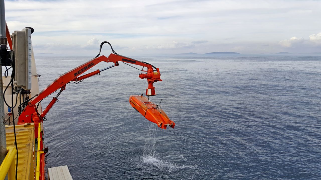The diamond mining company sends out unmanned, autonomous vehicles to survey the seabed.