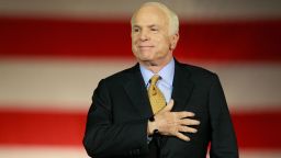 Republican presidential nominee U.S. Sen. John McCain concedes victory on stage during the election night rally at the Arizona Biltmore Resort & Spa on November 4, 2008 in Phoenix, Arizona.
