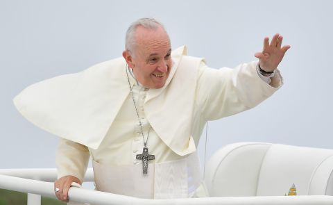 Pope Francis arrives at the closing Mass of his Ireland visit at Phoenix Park in Dublin, Ireland on Sunday, August 26, 2018.