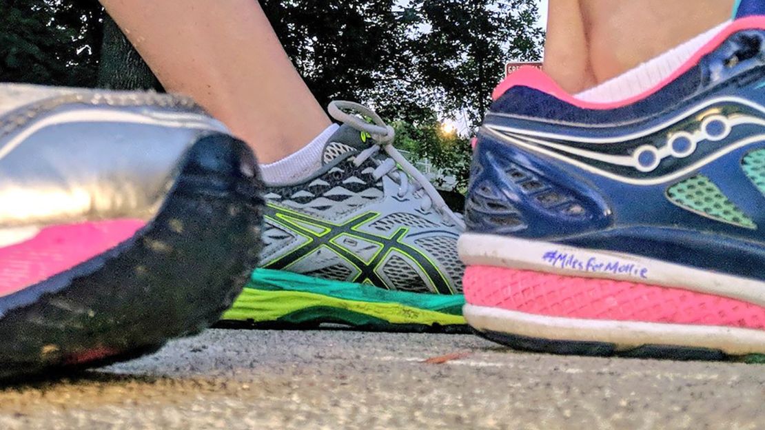 Sarah Hemann Bishop's sneakers pay tribute to Mollie Tibbetts.