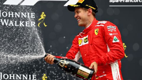 Sebastian Vettel celebrates his 52nd Grand Prix victory.