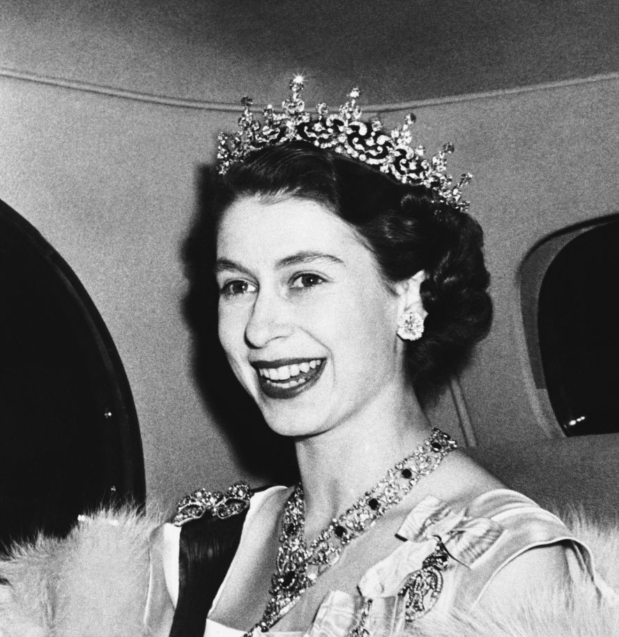 Princess Elizabeth arrives at a state banquet in London in March 1950.