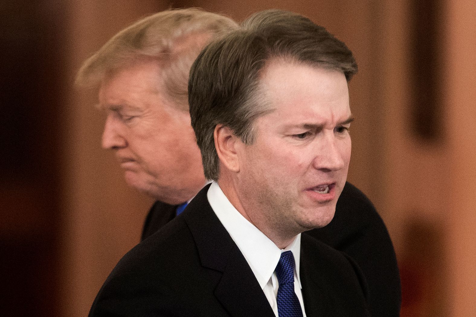 Trump announced in July 2018 that Brett Kavanaugh, foreground, was his choice to replace Supreme Court Justice Anthony Kennedy, who retired at the end of the month. Kavanaugh, who once clerked for Kennedy, <a href="index.php?page=&url=https%3A%2F%2Fwww.cnn.com%2F2018%2F10%2F06%2Fpolitics%2Fkavanaugh-final-confirmation-vote%2Findex.html" target="_blank">was confirmed</a> in October 2018.