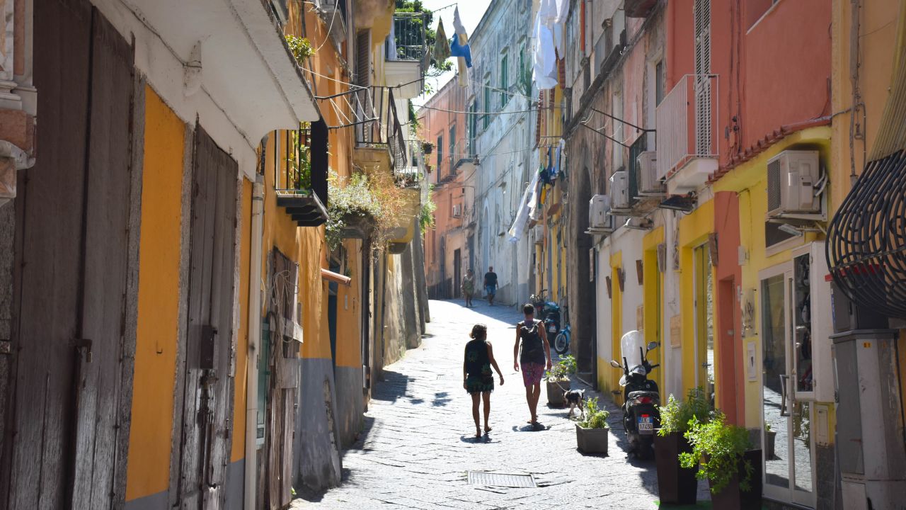 Procida's steep narrow streets are a feature of the island.