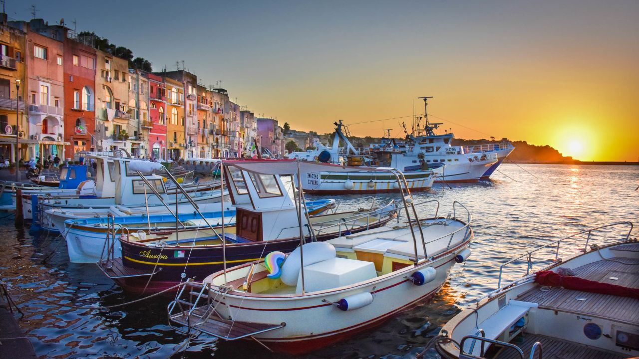 <strong>Sunset over Procida:</strong> Not as well known as other attractions in the Bay of Naples, Procida is beautiful without being overrun by visitors.