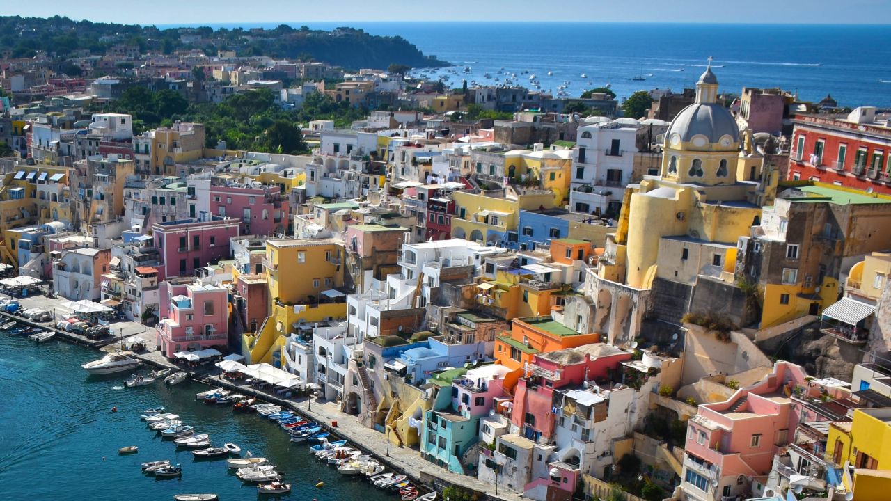 <strong>Colorful Corricella:</strong> Procida's port village of Corricella is a pretty jumble of multicolored buildings.