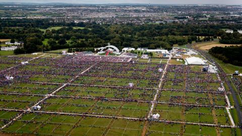 An aerial view of the crowd at Phoenix Park as Pope Francis attends the closing Mass at the World Meeting of Families in Dublin.