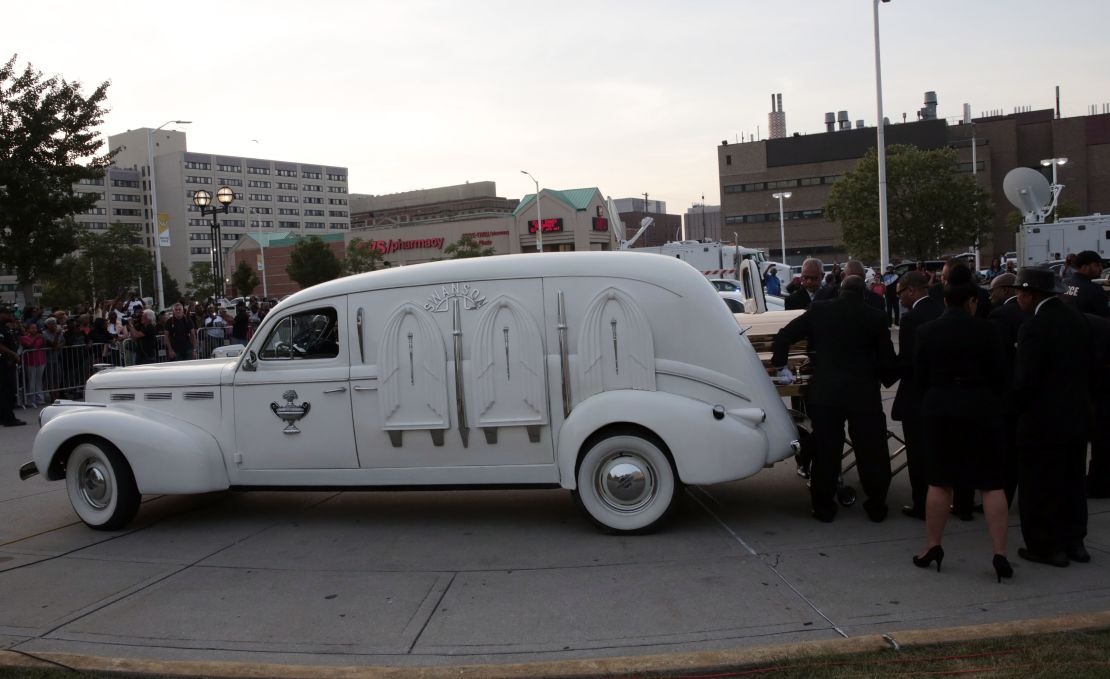This 1940 Cadillac LaSalle transported Aretha Franklin's body to the Charles H. Wright Museum of African American History for a viewing on Aug. 28, 2018.