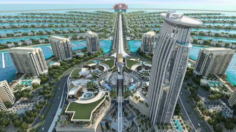 <strong>Nakheel Mall --</strong> Combining mall with hotel (<a >a familiar pairing in Dubai</a>), Nakheel Mall on the Palm Jumeirah was<a  target="_blank" target="_blank"> 85% complete</a> in March this year, according to its developers. Along with 350 shops, eateries and entertainment attractions, the mall will also serve as the point of access for the 787-foot Palm Tower, which will have panoramic views of the artificial island complex.