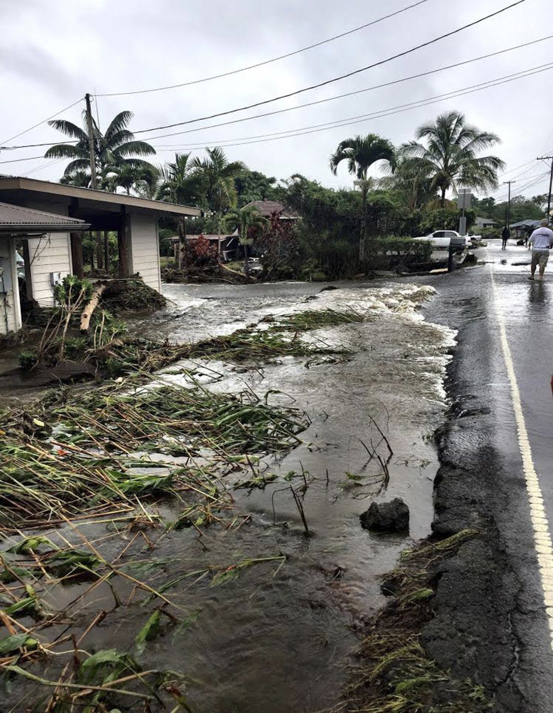 Flooding near Hilo, Hawaii, Friday. 