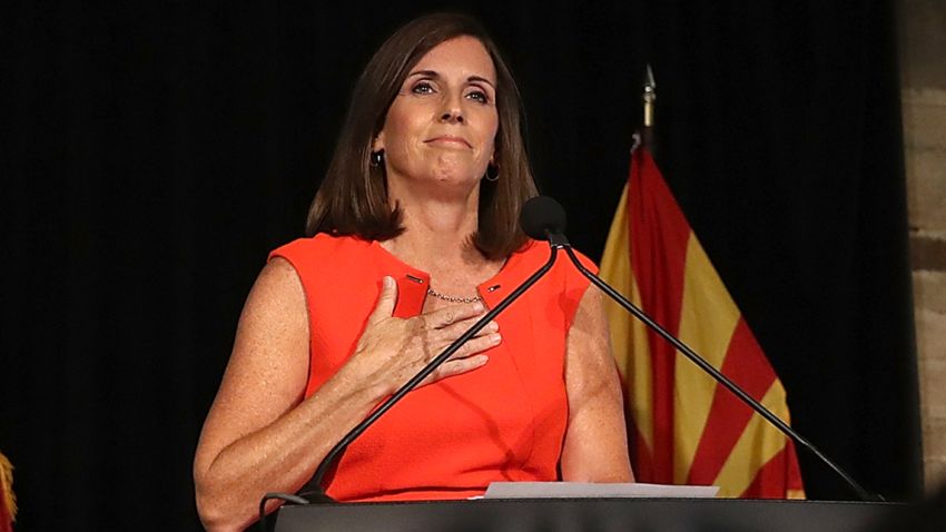 TEMPE, AZ - AUGUST 28:  U.S. Senate candidate U.S. Rep. Martha McSally (R-AZ) speaks during her primary election night gathering at Culinary Drop Out at The Yard on August 28, 2018 in Tempe, Arizona. U.S. Rep. Martha McSally won the Arizona GOP senate primary.  (Photo by Justin Sullivan/Getty Images)