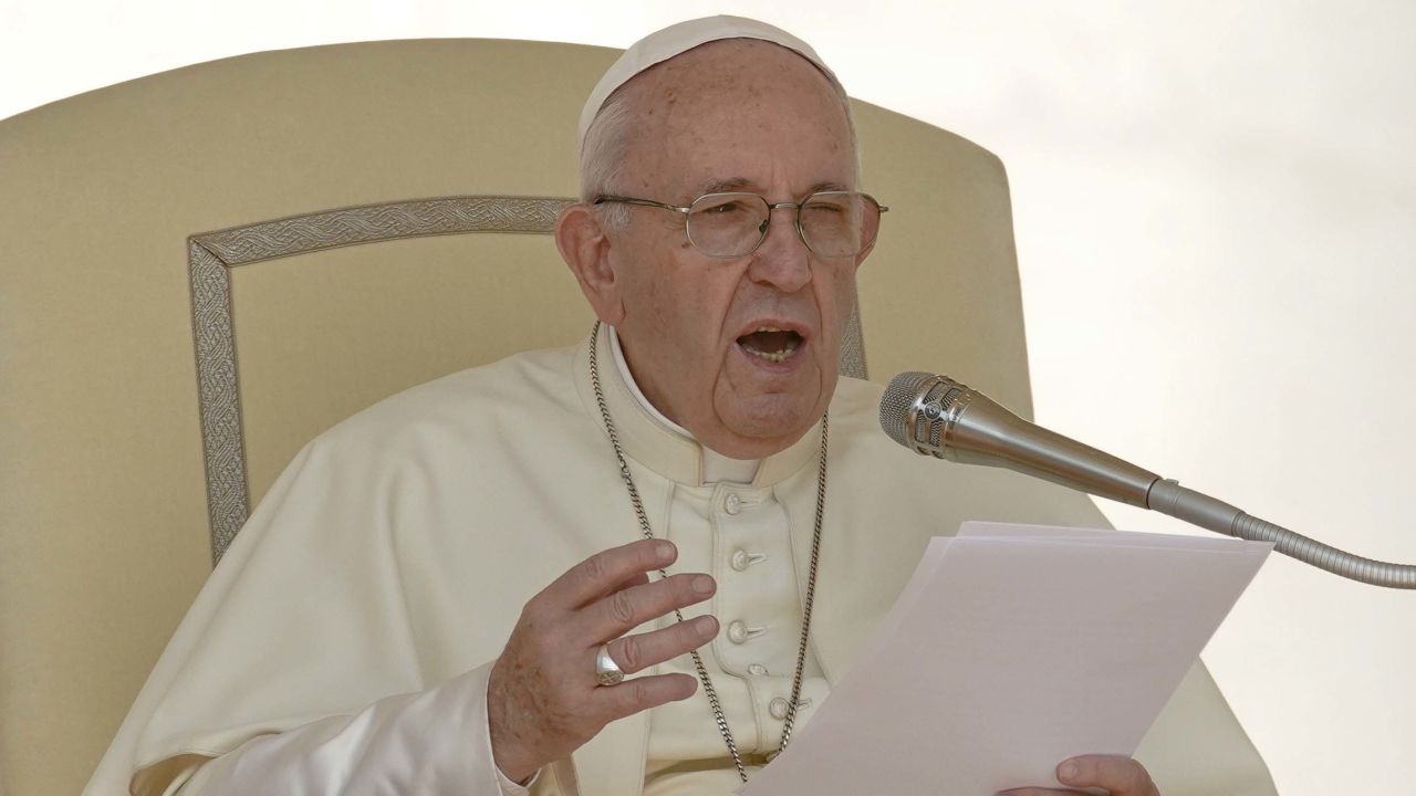 Pope Francis gives his speech during his weekly general audience, at the Vatican, Wednesday, Aug. 29, 2018. (AP Photo/Andrew Medichini)