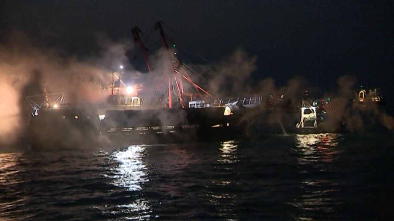 Smoke bombs and rocks were thrown as French and British boats clashed on Tuesday.