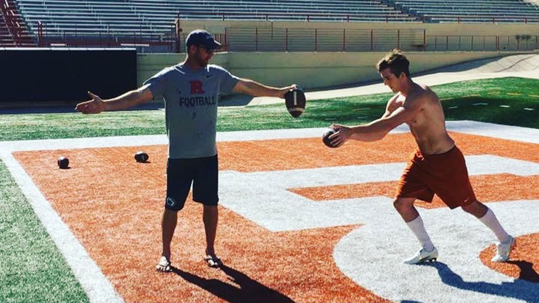 Chapman is pictured coaching Dickson. 