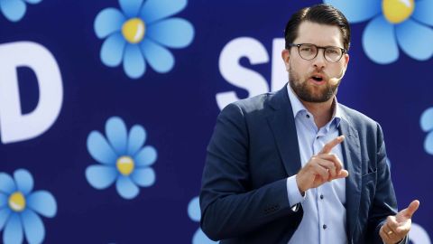 Jimmie Akesson is leader of the anti-immigration Sweden Democrats, a party that's surged in popularity.