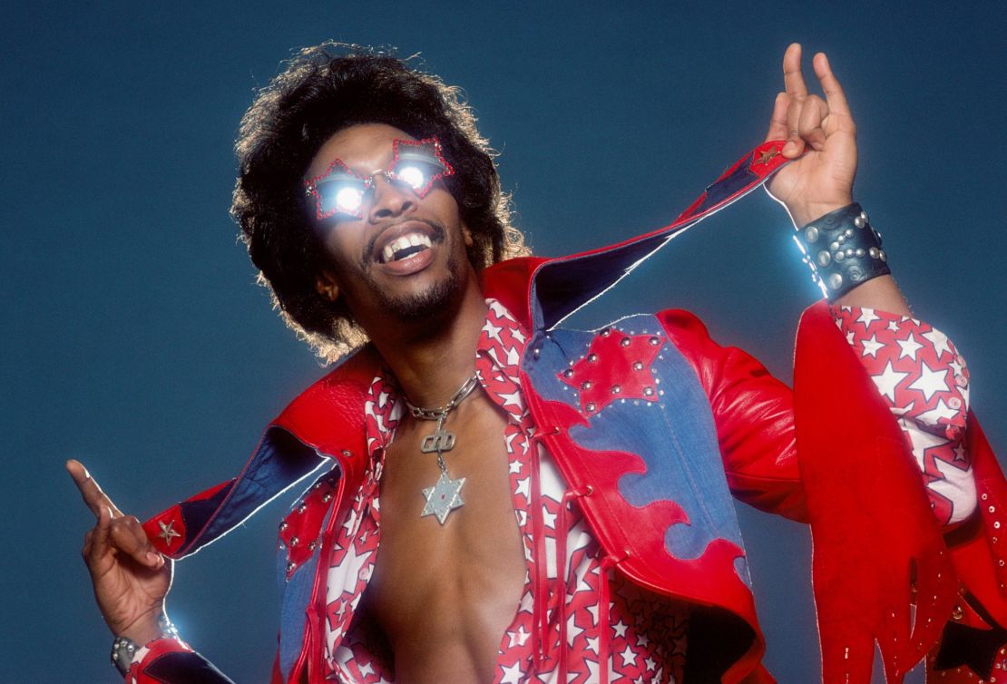 Bootsy's Rubber Band at a Burbank portrait session, California, 1977.