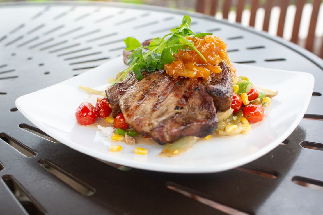 The estate-raised pork chop is served at Cedric's Tavern. 