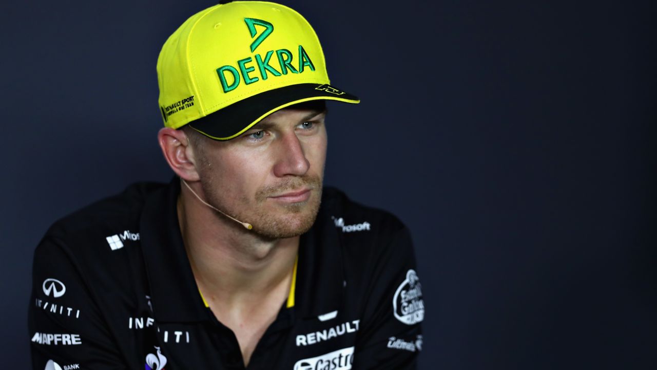 MONZA, ITALY - AUGUST 30: Nico Hulkenberg of Germany and Renault Sport F1 looks on in the Drivers Press Conference during previews ahead of the Formula One Grand Prix of Italy at Autodromo di Monza on August 30, 2018 in Monza, Italy. (Photo by Lars Baron/Getty Images)