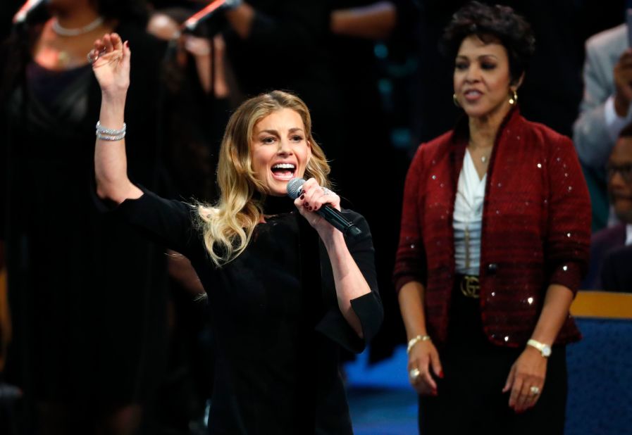 Faith Hill was the first celebrity performer to sing during Franklin's funeral on Friday. Hill performed "What a Friend We Have in Jesus."