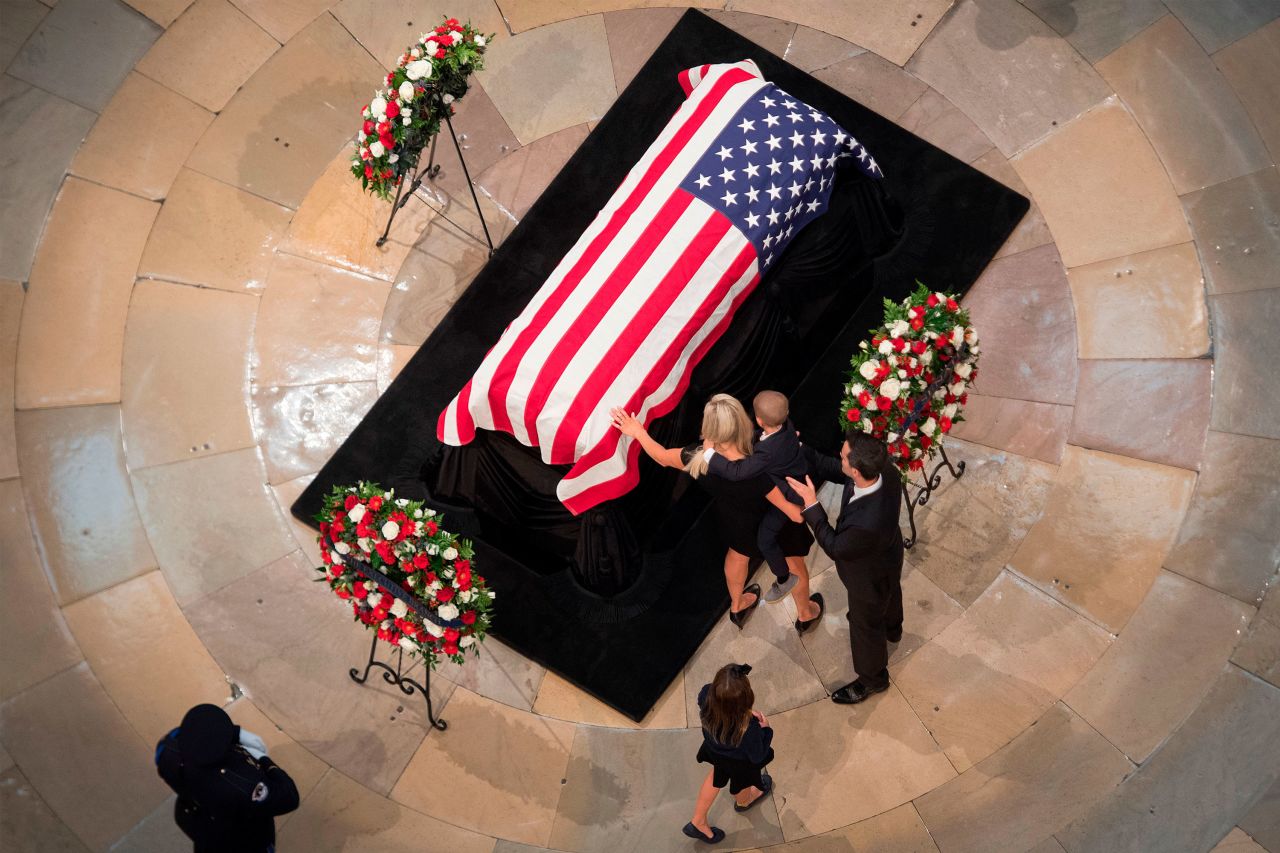 Members of the McCain family pay their respects on Friday.