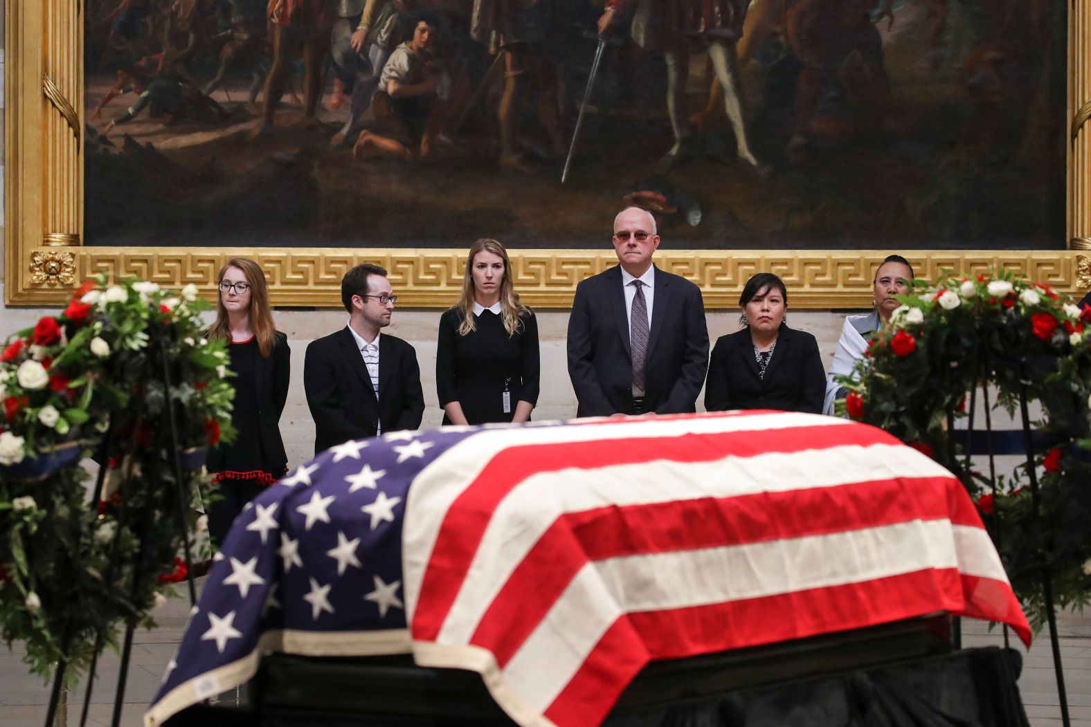 Members of the public file through the Capitol rotunda to pay their respects.