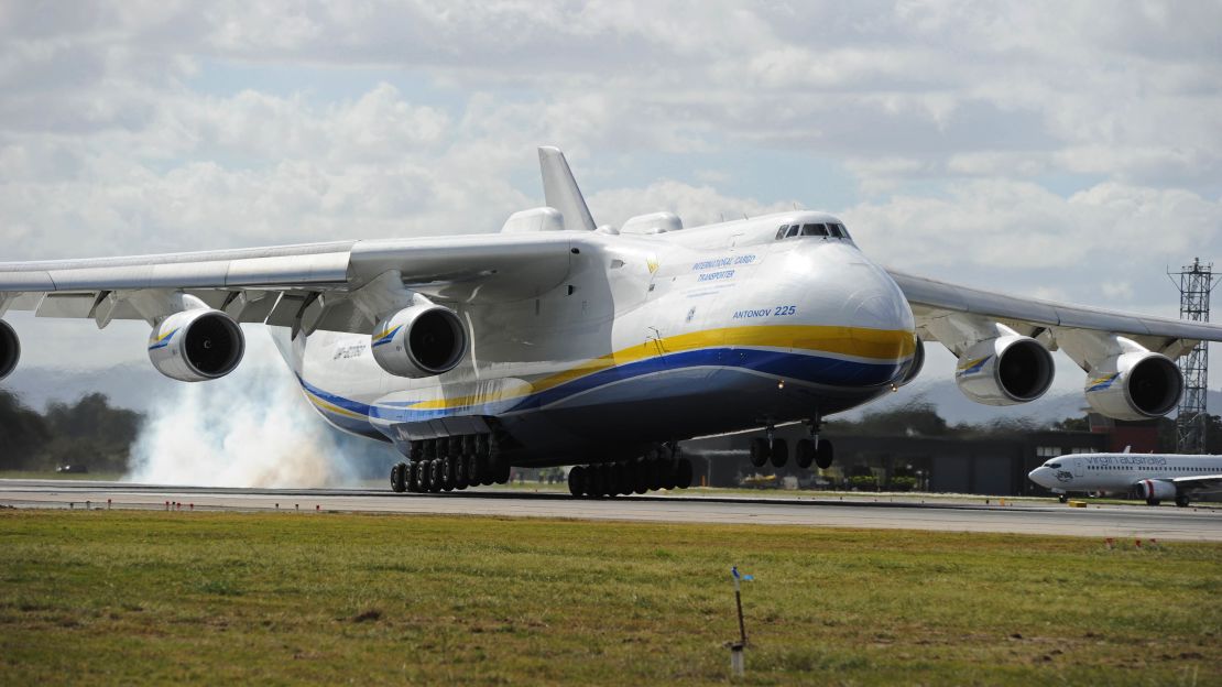 The completed An-225 attracts crowds wherever it flies.