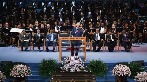 Ex-President Bill Clinton professes his admiration for Franklin at Friday's service in Detroit.