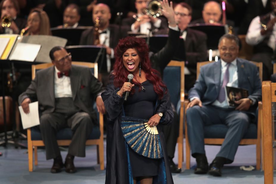 Singer Chaka Khan performs at Franklin's funeral on Friday. She sang "I'm Going Up Yonder," which was originally sung by Tramaine Hawkins in 1994.
