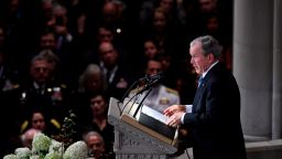 Former US President George W. Bush speaks during the memorial service.