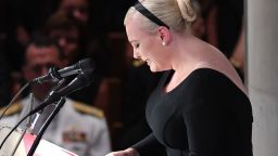 Meghan McCain, daughter of US Senator John McCain, speaks during a memorial service for her father at the Washington National Cathedral in Washington, DC, on September 1, 2018. (Photo by SAUL LOEB / AFP)        (Photo credit should read SAUL LOEB/AFP/Getty Images)