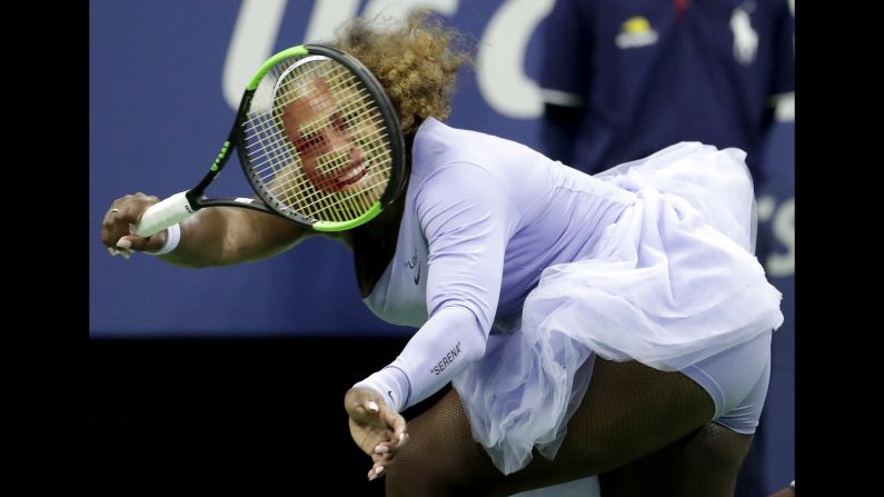 Serena Williams watches her return to Germany's Carina Witthöft during the second round of the US Open tournament on Wednesday, August 29.