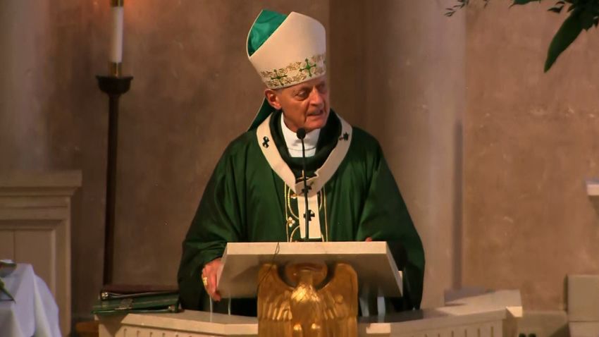 Cardinal Donald Wuerl spoke addressing the current scandal facing the Catholic church following a mass in Washinton DC a parishioner heckled him