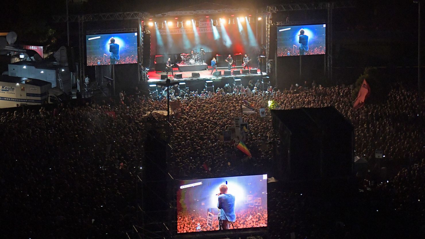 German band Die Toten Hosen performs on Monday night in Chemnitz.