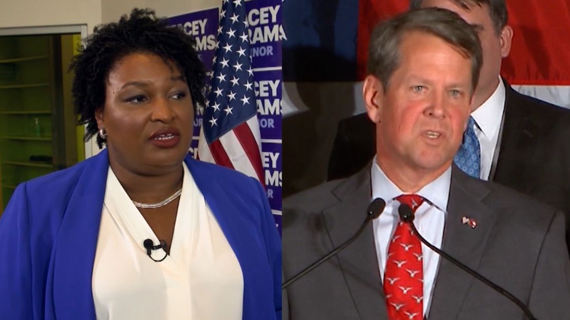 Brian Kemp, right, narrowly defeated Stacey Abrams in 2018 to become Georgia's governor in an election marred by allegations of vote suppression.