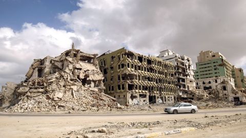 The seaside promenade of Libya's eastern city of Benghazi lies in ruins seven years after the Arab Spring. 