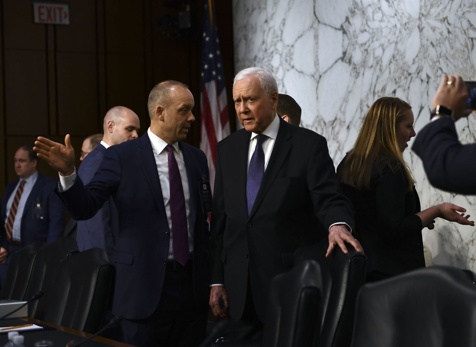 Sen. Orrin Hatch, a Republican member of the Senate Judiciary Committee, arrives on Tuesday.