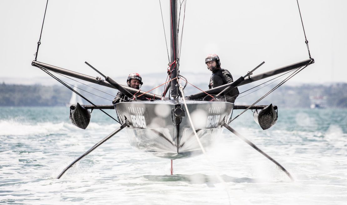 Britain's Ineos Team UK has been trialing a scaled-down foiling monohull.