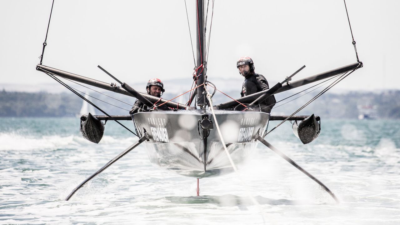Britain's Ineos Team UK has been trialing a scaled-down foiling monohull.
