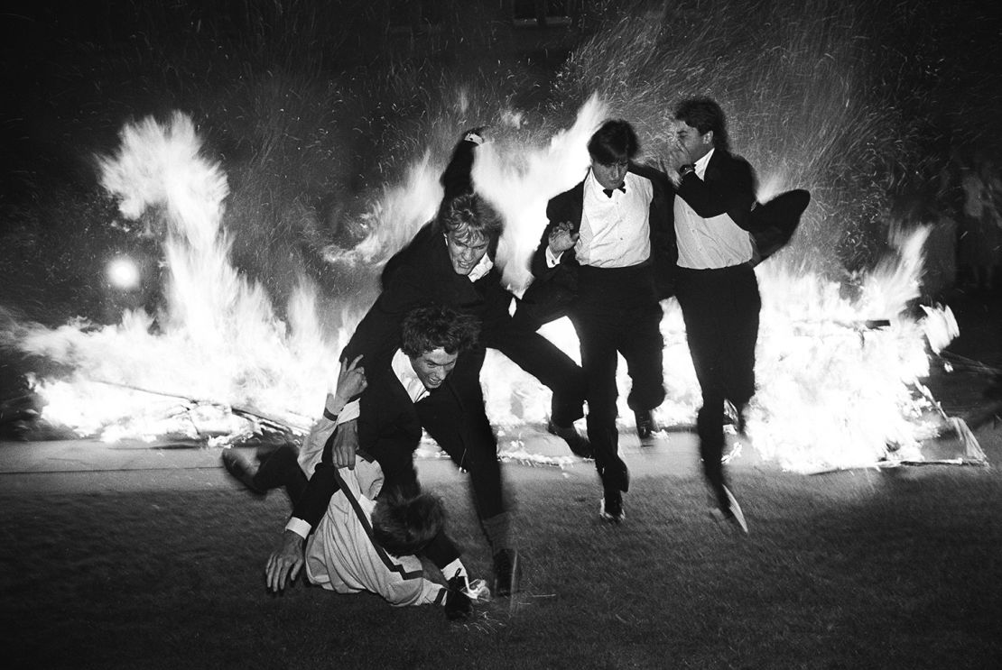 Burning boat, Oriel College, Oxford, 1984