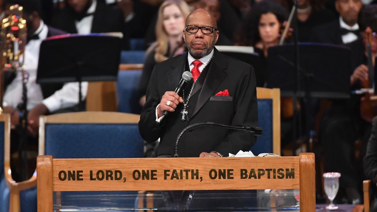 Rev. Jasper Williams Jr. at Aretha Franklin's funeral.