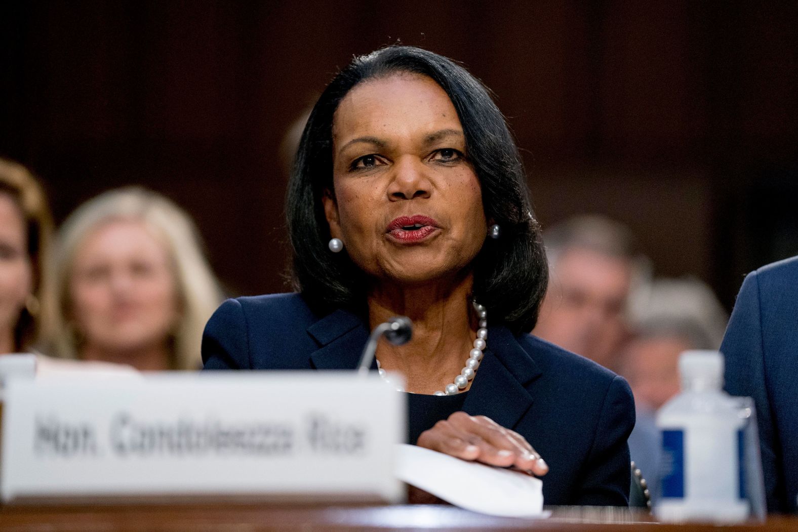 Former Secretary of State Condoleezza Rice introduces Kavanaugh as he appears before the Senate Judiciary Committee on Tuesday.