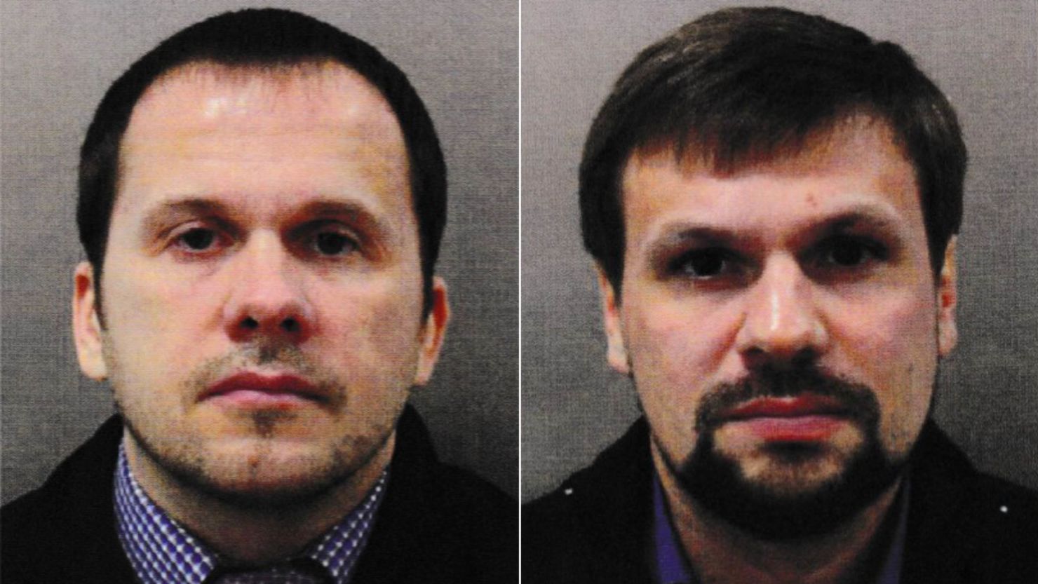 Salisbury attack suspects Alexander Petrov, left, and Ruslan Boshirov, right.