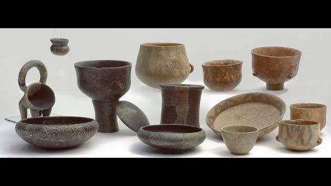 A suite of Middle Neolithic pottery including typical Danilo ware, figulina and rhyta that was used to hold meat, milk, cheese and yogurt.