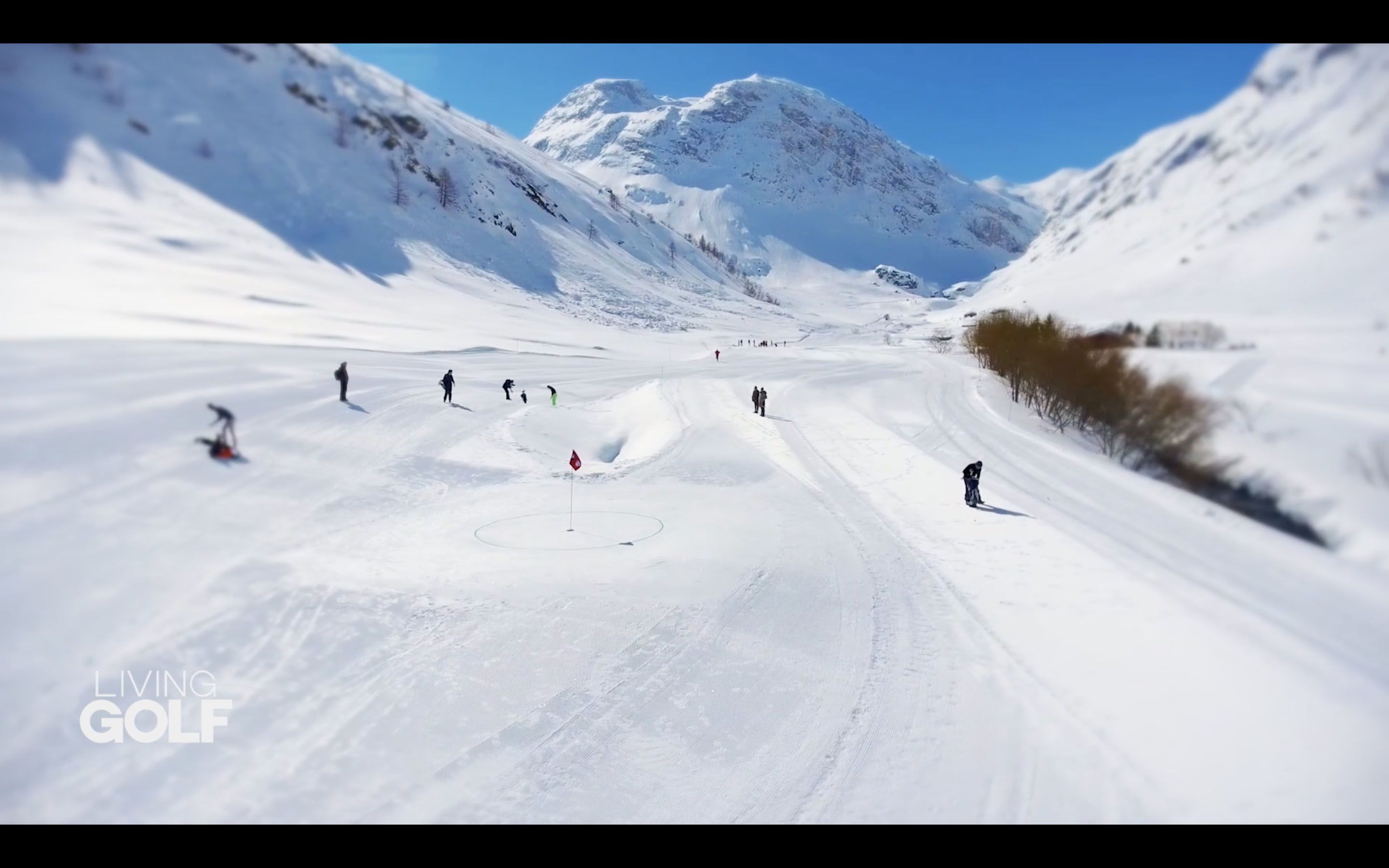 A winter golf hole is an entirely proposition to those in the traditional form of the game. Greens are replaced by whites, made of compacted, ice-like snow. 