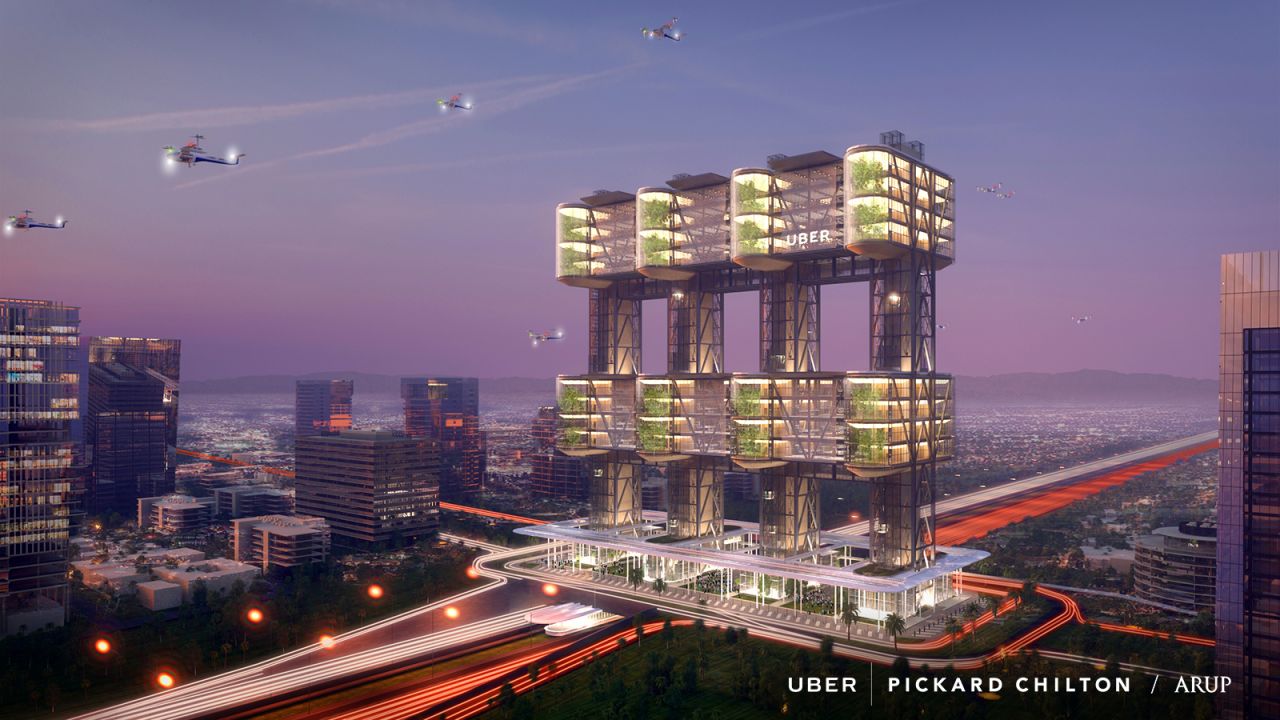 This design for Uber's proposed skyport would accommodate 180 landings and takeoffs an hour.