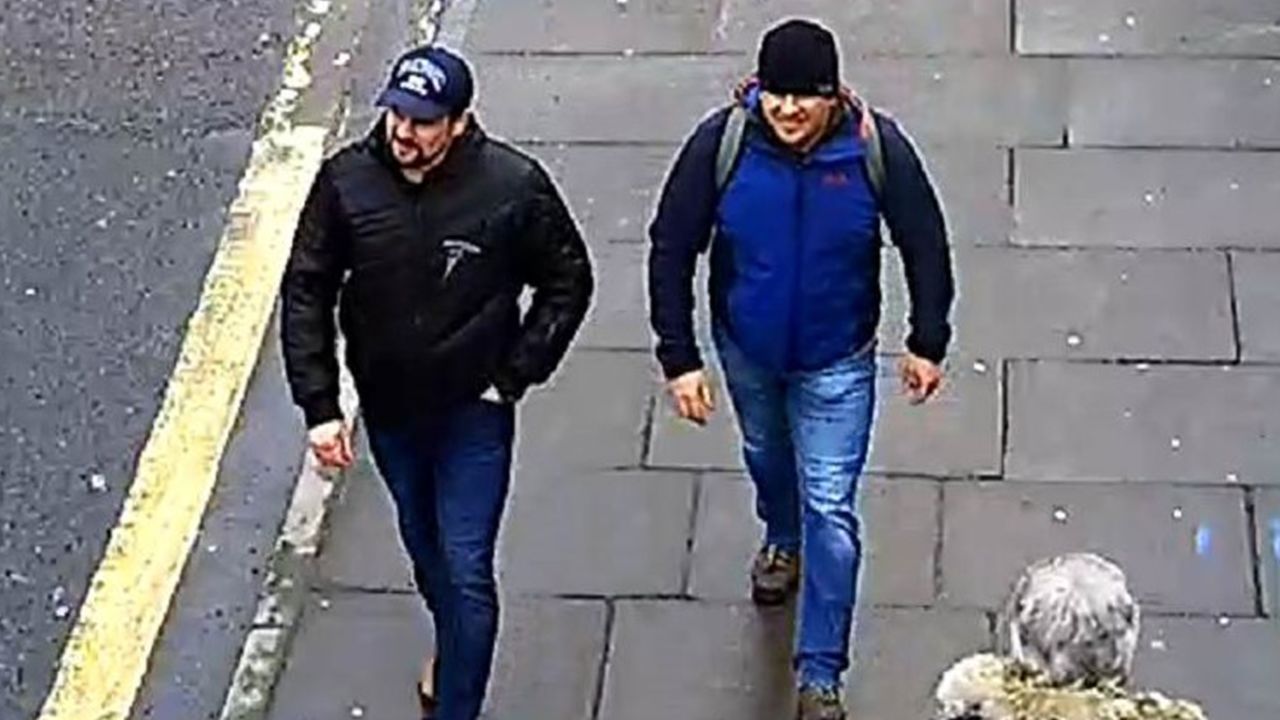 A CCTV screengrab shows the suspects behind the attempted murder of Sergei Skripal in Salisbury on March 4, 2018, according to London's Metropolitan Police.