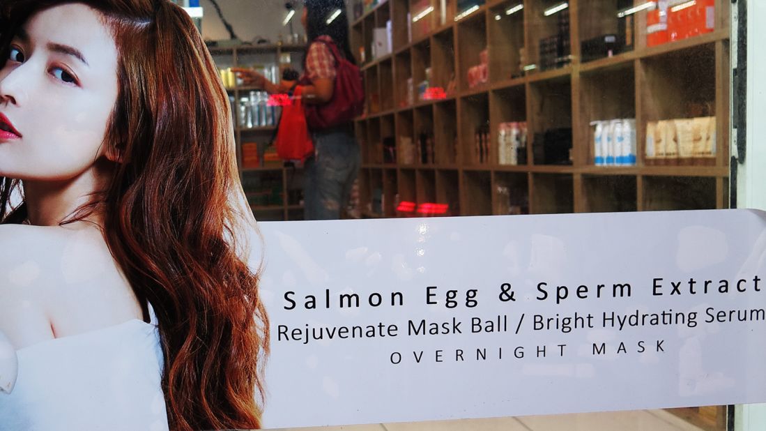 <strong>Unusual beauty products: </strong>Among the odder options is the "Salmon Egg and Sperm Extract" mask. <br />