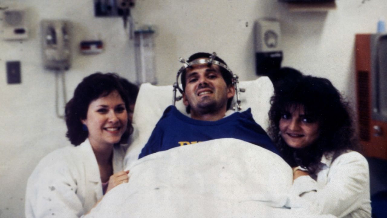 Marcus Thomas while recovering in the hospital after his skiing accident. 