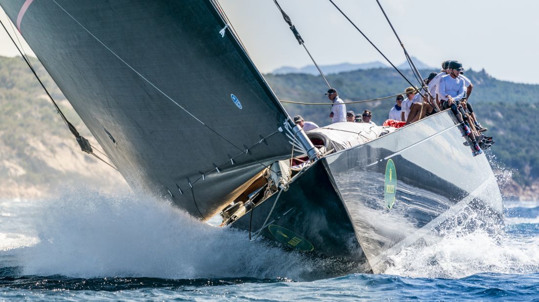 The 143-foot J Class Svea, entered by US billionaire Tom Siebel, in action during the Maxi Yacht Rolex Cup.