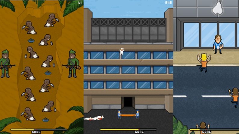 "Phone Story" is a satirical game in which players must catch falling workers attempting suicide from a Foxconn-like plant, or make it impossible for laborers mining coltan in the Congo to get rest, bringing attention to the dark side of smartphone production.